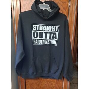 Straight Outta Raider Nation Black Hoodie Gildan Heavy Blend Size 2X‎